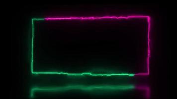 abstrakt animerad ljus neon effekt rektangel ram täcka över slinga bakgrund för presentation video