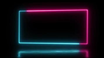 Abstract animated light Neon effect rectangle frame overlay Loop background for presentation video