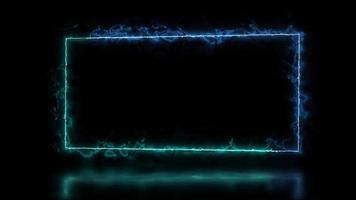 abstrakt animerad ljus neon effekt rektangel ram täcka över slinga bakgrund för presentation video