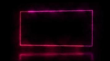 abstrakt animerad ljus neon effekt rektangel ram täcka över slinga bakgrund för presentation video