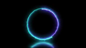 Abstract animated light Neon effect circle frame overlay Loop background for presentation video