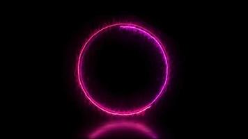 Abstract animated light Neon effect circle frame overlay Loop background for presentation video