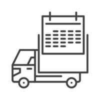 Calendar and Delivery Truck vector concept line icon