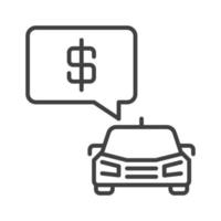 Car with Dollar sign in Speech Bubble vector concept linear icon