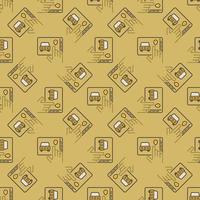 Car sharing App on Tablet Screen with Hand vector yellow seamless pattern