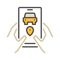 Carsharing App on Smartphone Screen vector concept colored icon