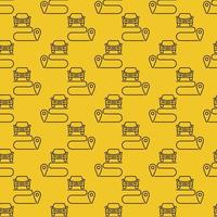 Carsharing Ride vector Route concept line yellow seamless pattern