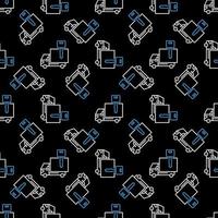 Delivery Truck with Key vector concept dark line seamless pattern