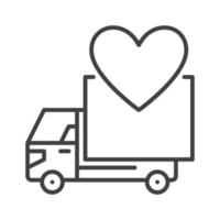 corazón y entrega camión vector concepto línea icono
