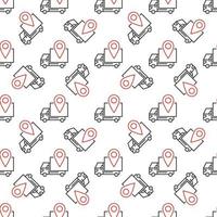 Delivery Truck with Geo Pin vector Location line seamless pattern