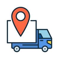 Map Pin and Delivery Truck vector Location concept colored icon