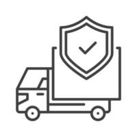 Shield and Delivery Truck vector Cargo Insurance concept linear icon