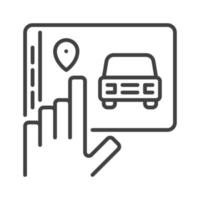 Tablet with Carsharing App vector concept outline icon