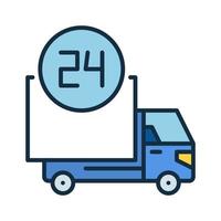 Twenty Four Hours Delivery vector Truck concept colored icon or sign