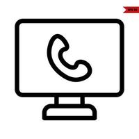 cell phone in monitor computer line icon vector