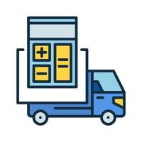 Calculator and Delivery Truck vector Calculation of Shipping Costs colored icon