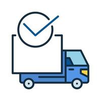 Delivery Truck and Check Mark vector concept colored icon