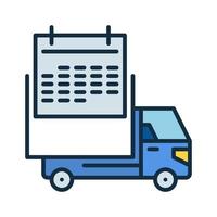 Delivery Truck with Calendar vector concept colored icon