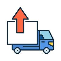 Delivery Truck with Red Arrow vector concept colored icon