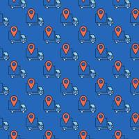 Map Pin and Delivery Truck vector Location colored seamless pattern