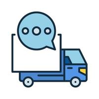 Speech Bubble and Delivery Truck vector Chat with Driver concept colored icon