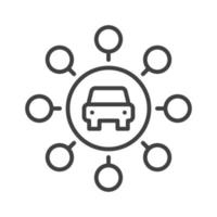 Carsharing vector round concept icon in thin line style