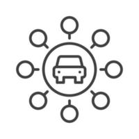 Carsharing vector round concept icon in thin line style