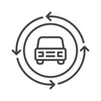 Car inside Circle with Arrows vector Carsharing concept thin line icon