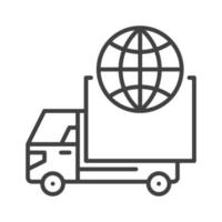 Earth Globe with Truck vector Global Delivery concept line icon