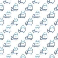 Delivery Truck with Speech Bubble vector line seamless pattern