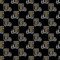 Free Delivery vector Truck concept line dark seamless pattern