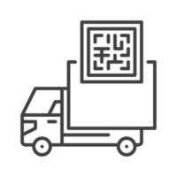 QR Code and Delivery Truck vector concept thin line icon