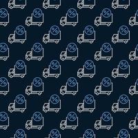 Percent and Delivery Truck vector Discount dark line seamless pattern