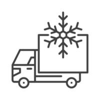 Truck Refrigerator with Snowflake vector concept thin line icon