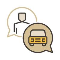 Speech Bubbles with Man and Car vector Carsharing concept colored icon