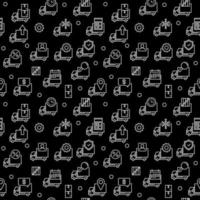 Trucks and Freight dark line seamless pattern. Vector background