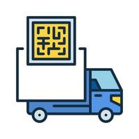 Delivery Truck and QR Code vector concept colored icon or sign