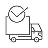 Delivery Truck with Check Mark vector concept outline icon