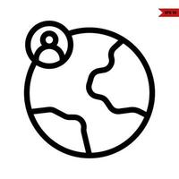 earth with person in button line icon vector