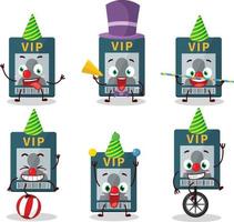 Cartoon character of vip card with various circus shows vector