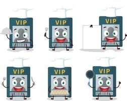 Cartoon character of vip card with various chef emoticons vector