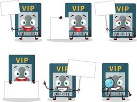 VIP tarjeta dibujos animados personaje traer información tablero vector