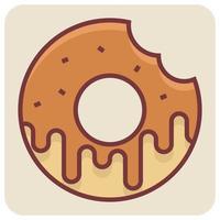 Filled color outline icon for chocolate donut. vector