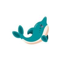 Dolphin isolated in white background. Cute playful baby dolphin for kids product designs. Vector illustration