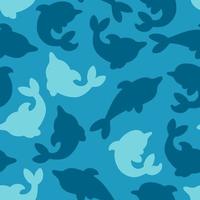 Seamless pattern with silhouettes of dolphins. Minimalistic design with dolphins. Vector illustration.