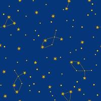 Starry night seamless pattern. Vector illustration in cute cartoon style