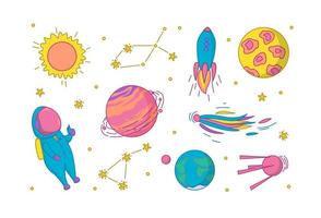 Outer space set. Vector illustration in cartoon style