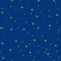 Starry night seamless pattern. Vector illustration in cute cartoon style