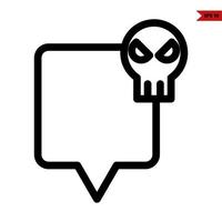 speech bubble with skull line icon vector