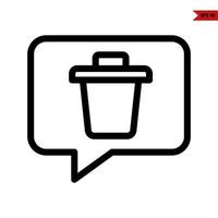 rubbish bin  in speech bubble line icon vector